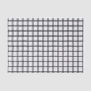 Grey and White Plaid Tissue Paper