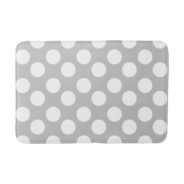 Grey and White Polka Dot Foam Bath Mat (Front)