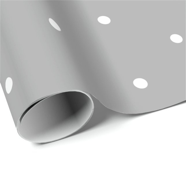 Grey and White Polka Dot Pattern Wrapping Paper (Roll Corner)