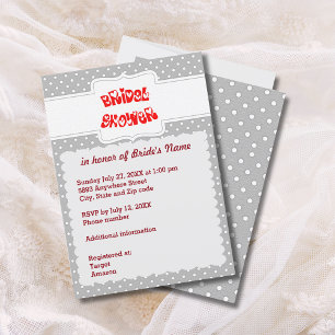 Grey and White Polka Dots Heart Bridal Shower Card