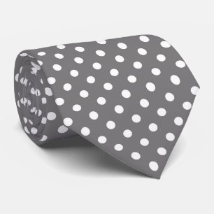 Grey and white polka dots tie