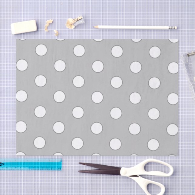 Grey and white polka dots tissue paper (Craft)