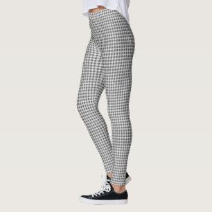 Grey and White Quilted Gingham Leggings