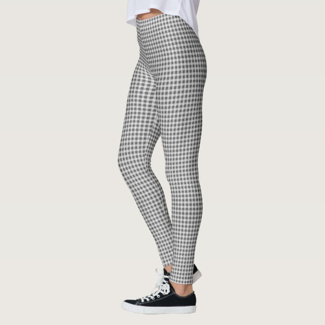 Grey and White Quilted Gingham Leggings (Left)