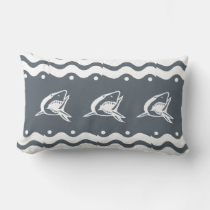 Grey and white Shark Lumbar Cushion