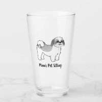 Grey and White Shih Tzu Cartoon Dog Personalised
