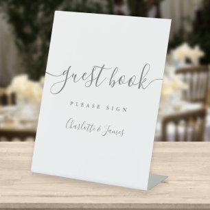 Grey And White Signature Script Guest Book Pedesta Pedestal Sign