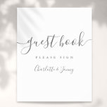 Grey And White Signature Script Guest Book Sign<br><div class="desc">This elegant script minimalist guest book sign is perfect for all celebrations. Designed by Thisisnotme©</div>