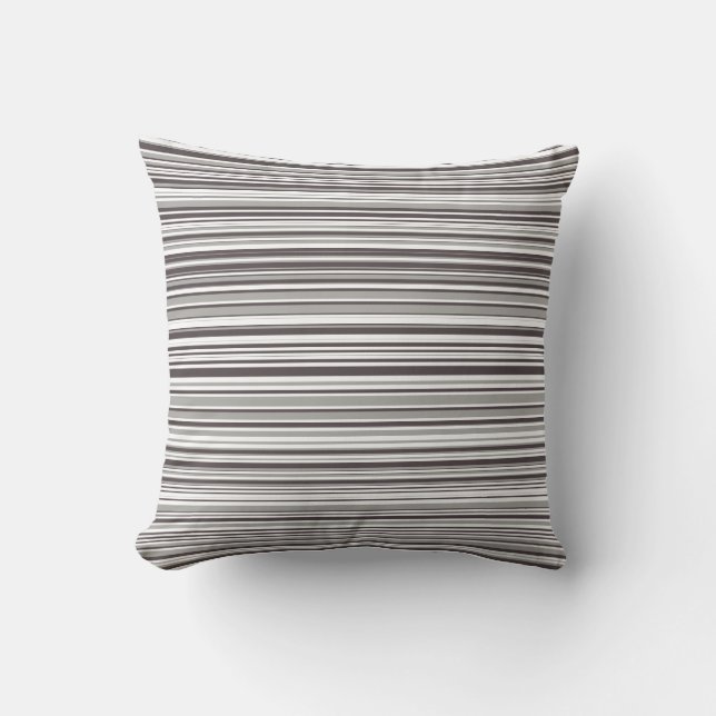 Grey and White Simple Modern Striped Pattern Cushion (Front)