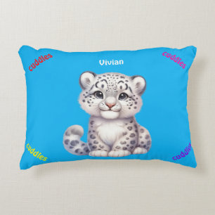 Grey and white snow leopard decorative cushion