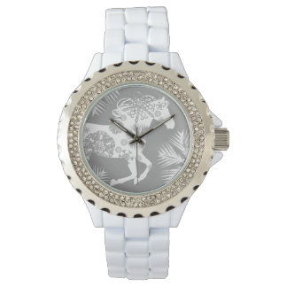 Grey and White Snowflake Christmas Horse Watch
