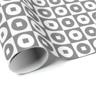 Grey and White Square and Circle Wrapping Paper