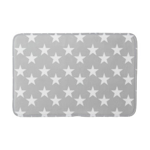 Grey and White Star Pattern Foam Bath Mat