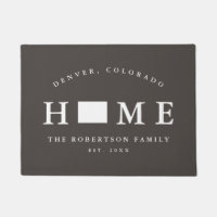 Grey and White State of Colorado Map Mat, Doormat