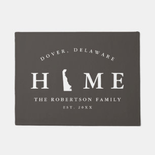 Grey and White State of Delaware Map Mat, Doormat