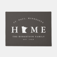 Grey and White State of Minnesota Map Mat,