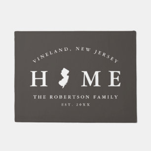 Grey and White State of New Jersey Map Mat,  Doormat
