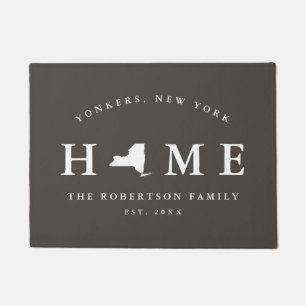 Grey and White State of New York Map Mat, Doormat