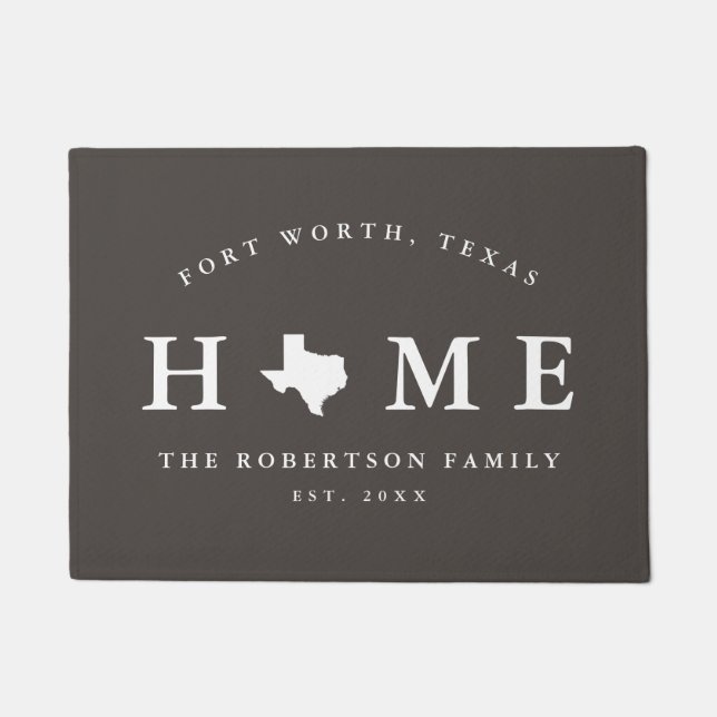 Grey and White State of Texas Map Mat, Doormat (Front)