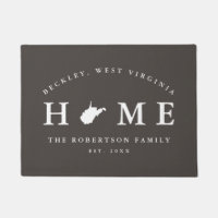Grey and White State of West Virginia Map Mat,