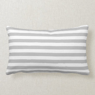 Grey and White Stripe Pattern Lumbar Cushion