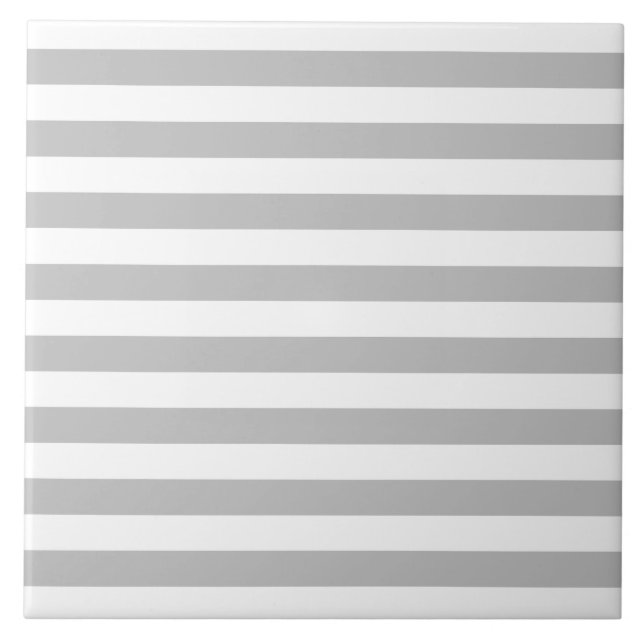 Grey and White Stripe Pattern Tile (Front)