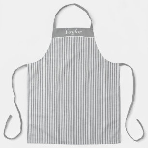 Grey and White Stripe Personalised Apron