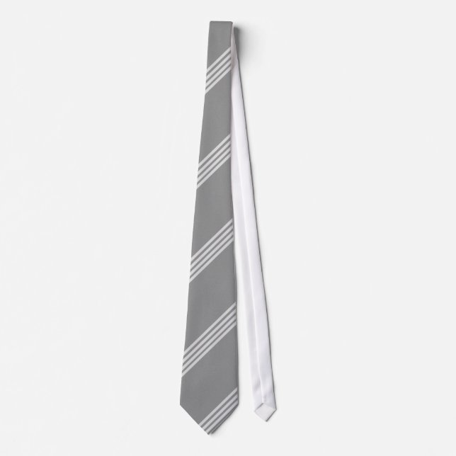 Grey and White Stripe Tie (Front)