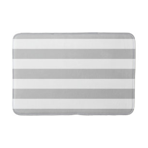 Grey and White Striped Bath Mat