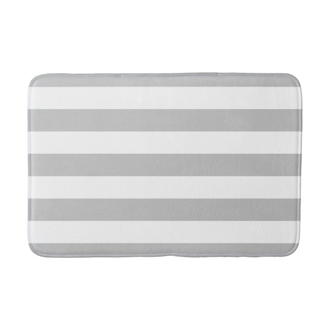Grey and White Striped Bath Mat (Front)