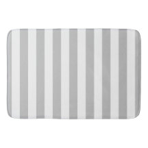 Grey And White Striped Bath Mat