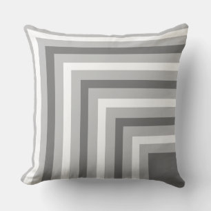 Grey and White Striped Throw Pillow