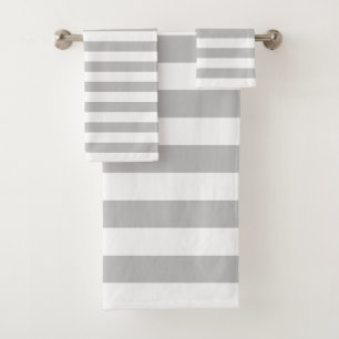 Grey And White Striped Towel Set
