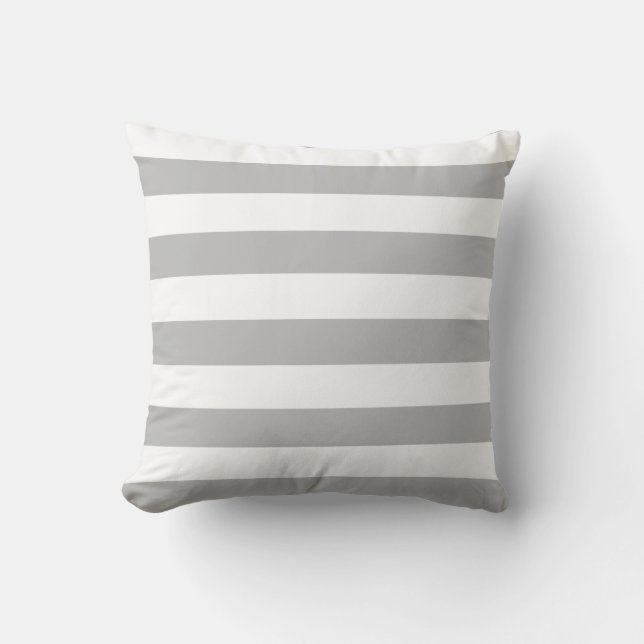Grey and White Stripes Cushion (Front)