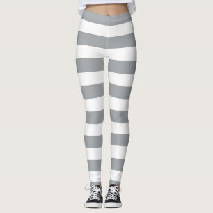 Grey and White Stripes Leggings