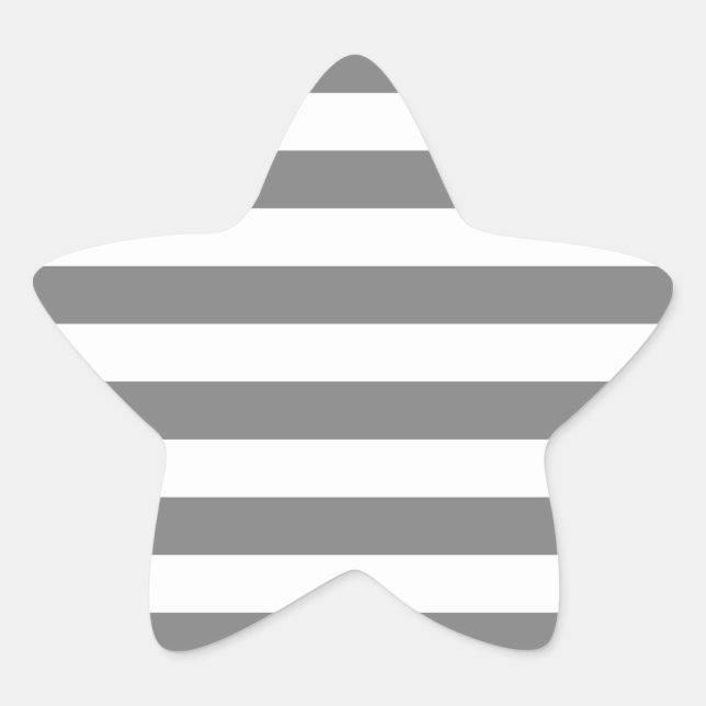 Grey and White Stripes Star Sticker (Front)