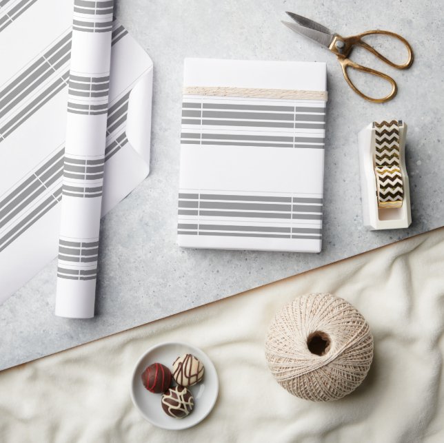 Grey and white Stripes Wrapping Paper (Crafts)
