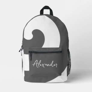 Grey and White Swirls Printed Backpack