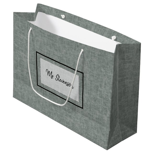 Grey and white texture.  large gift bag (Front Angled)