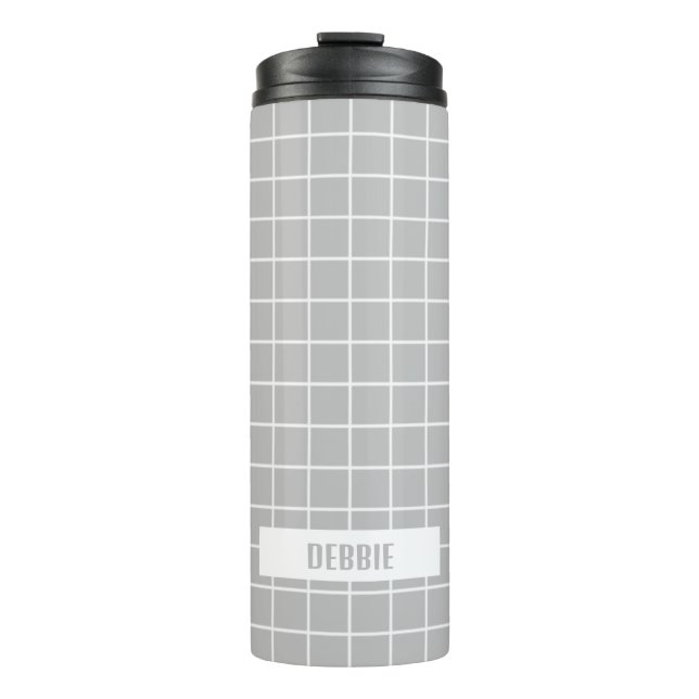 Grey and white tile blocks custom thermal tumbler (Front)