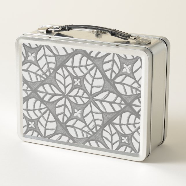  grey and white tile Print Lunch Box (Back)