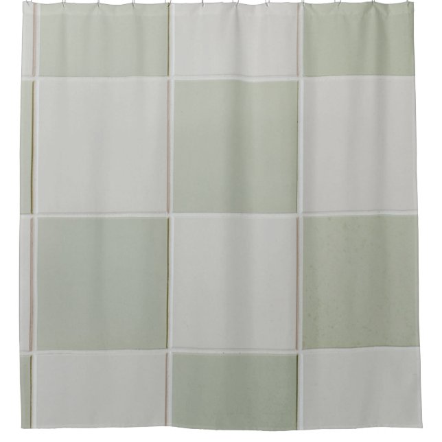 Grey and white tiles shower curtain (Front)