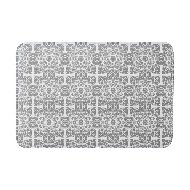  Grey and white Tribal Bath Mat (Front)