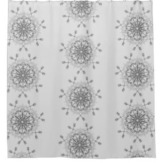 Grey and White tribal design Shower Curtain