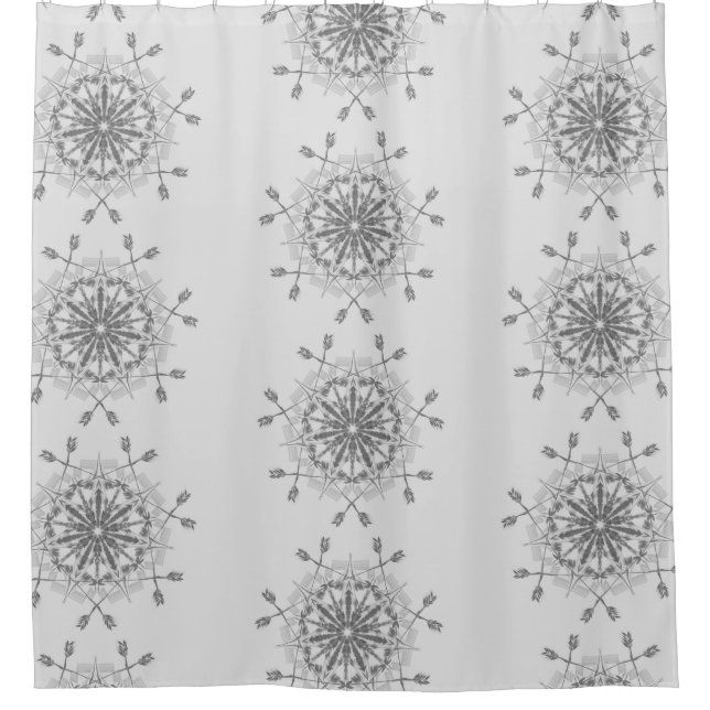 Grey and White tribal design  Shower Curtain (Front)