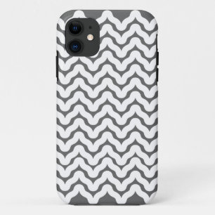 Grey and White Wavy Squiggles Pattern iPhone 5 11 Case