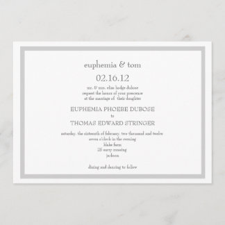 Grey and White Wedding Invitation