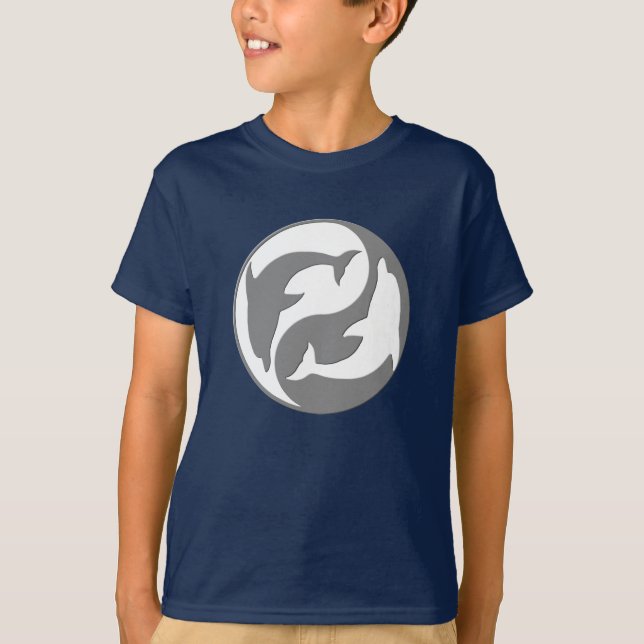 Grey And White yin Yang Dolphins Shirt (Front)