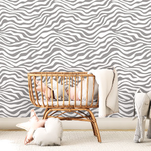 Grey and White Zebra Stripe Wallpaper