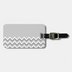 Grey and White Zig Zag Pattern. Part Plain Grey. Luggage Tag